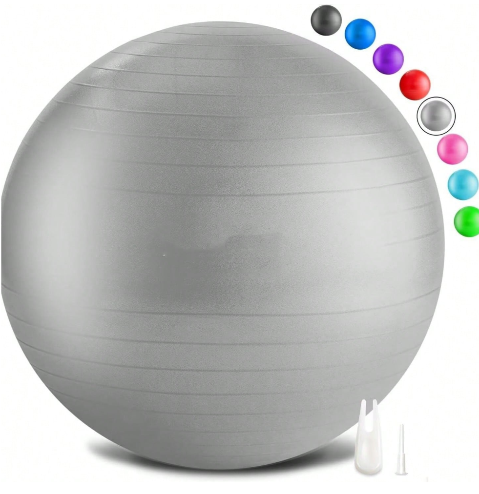 Yoga Ball B- 5 Different Sizes, Fitness Ball, Birthing Ball for Pregnant Women, Physical Therapy, Balance, Stability, Exercise, Office Chair, with Quick Pump, Multicolor