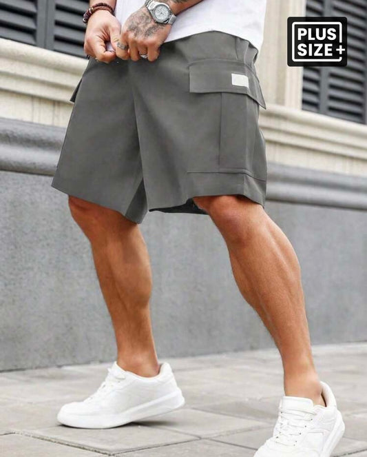 Manfinity Homme Plus Size Men's Loose Fit Cargo Shorts With Embellished Design