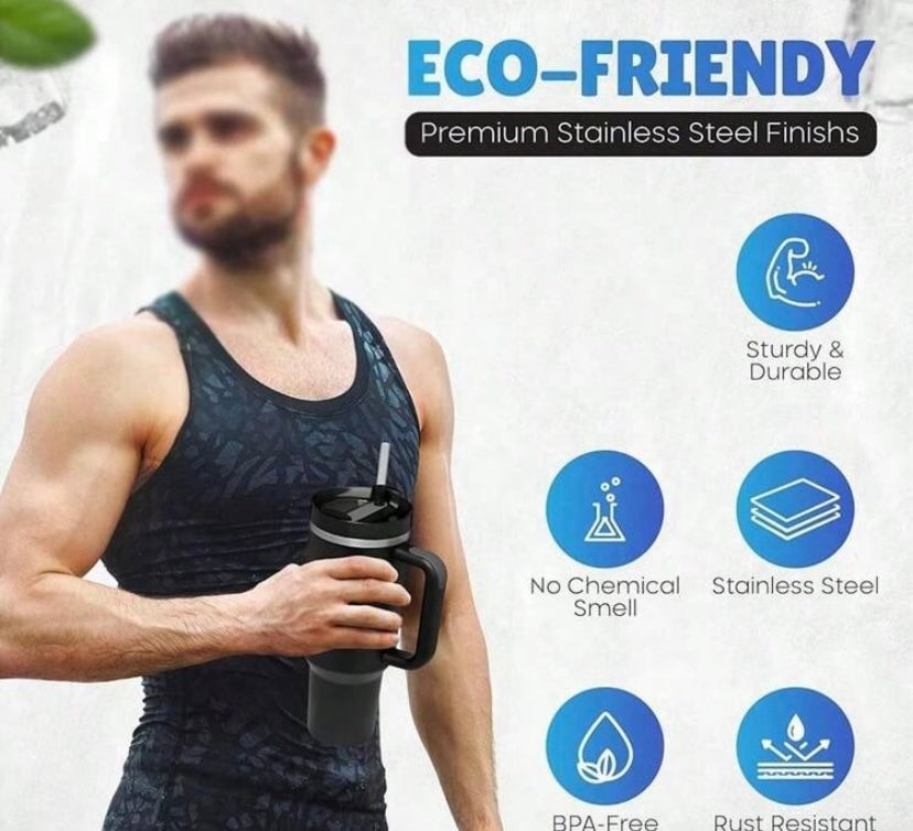 1 Piece, Compatible With Stanley Cup 40 Oz Stainless Steel Tumbler With Handle And Straw, 40oz Large Capacity Double Wall Vacuum Insulation Thermal Hot And Cold Beverages Flask Water Bottle For Home, Office And Outdoor Activities Camping