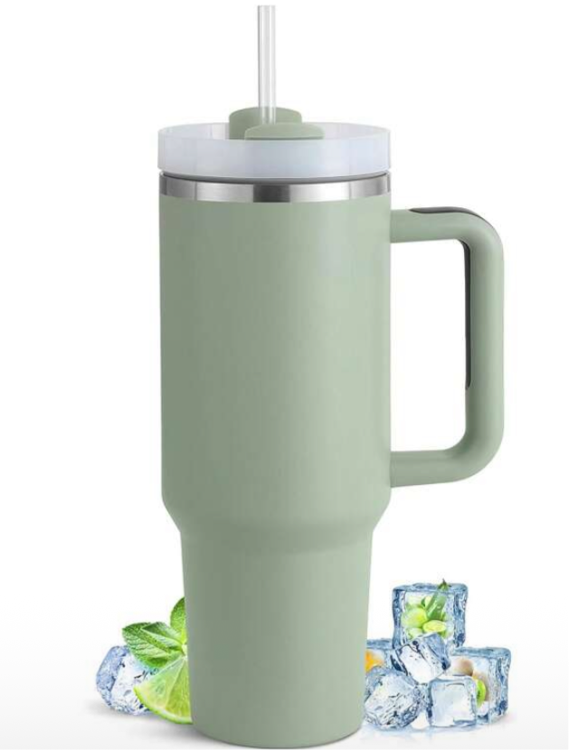 1 Piece, Compatible With Stanley Cup 40 Oz Stainless Steel Tumbler With Handle And Straw, 40oz Large Capacity Double Wall Vacuum Insulation Thermal Hot And Cold Beverages Flask Water Bottle For Home, Office And Outdoor Activities Camping