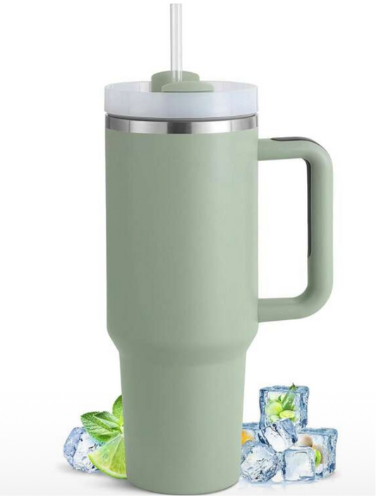1 Piece, Compatible With Stanley Cup 40 Oz Stainless Steel Tumbler With Handle And Straw, 40oz Large Capacity Double Wall Vacuum Insulation Thermal Hot And Cold Beverages Flask Water Bottle For Home, Office And Outdoor Activities Camping