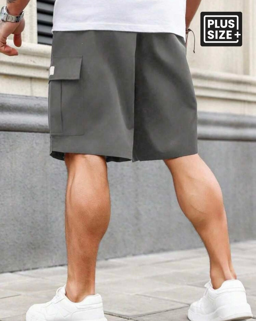 Manfinity Homme Plus Size Men's Loose Fit Cargo Shorts With Embellished Design
